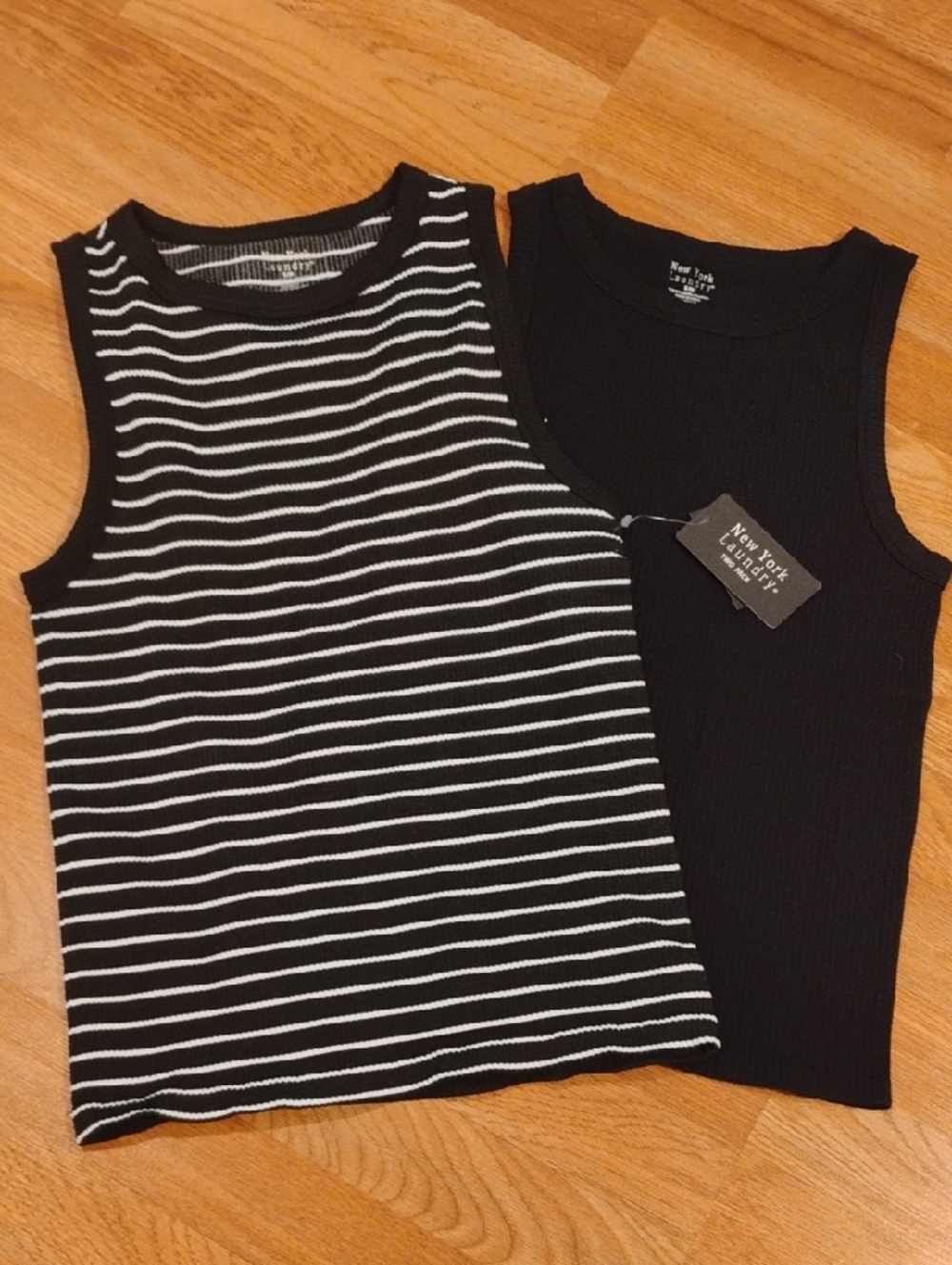 New York Laundry Black Two-Pack seamless Ribbed Tanks Size S/M